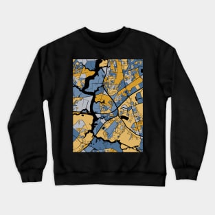 Chesapeake Map Pattern in Blue & Gold Crewneck Sweatshirt